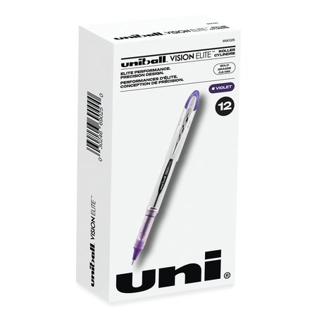 UNI-BALL ELITE Stick Roller Ball Pen, Bold 0.8mm, Purple Ink, Wht/Purple Barrel 69025